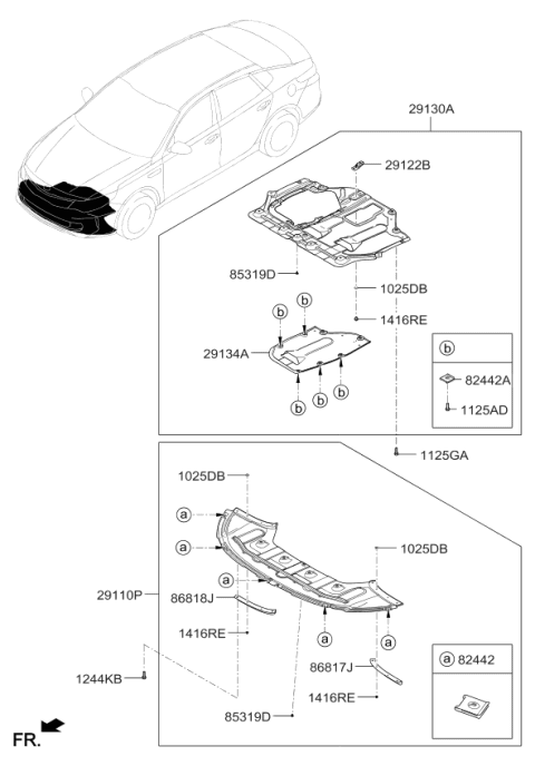 2018 Kia Optima Hybrid Panel Assembly-Under Cover Diagram for 29110A8000