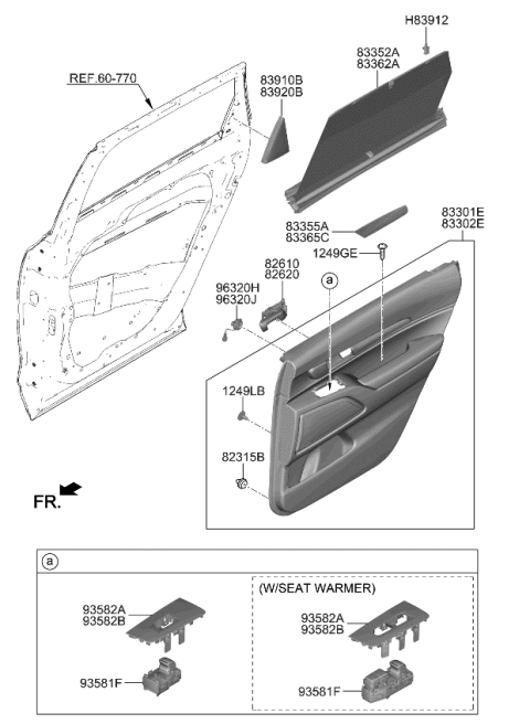 2023 Kia Telluride HANDLE ASSY-DOOR INS Diagram for 82620S9000QS1