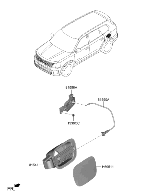 2023 Kia Telluride Lock Assembly-Fuel FILLE Diagram for 81550S8000