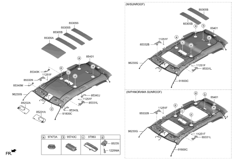 2024 Kia Telluride Sunvisor & Head Lining Diagram