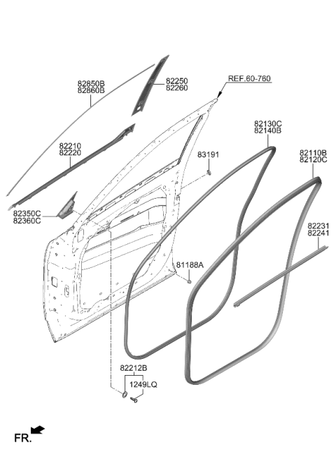 2023 Kia Telluride Moulding-Front Door Diagram