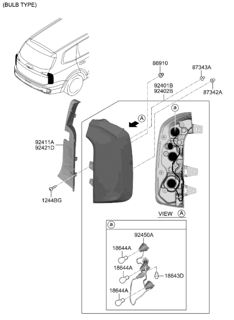 2023 Kia Telluride HOLDER & WIRING-REAR Diagram for 92491S9500