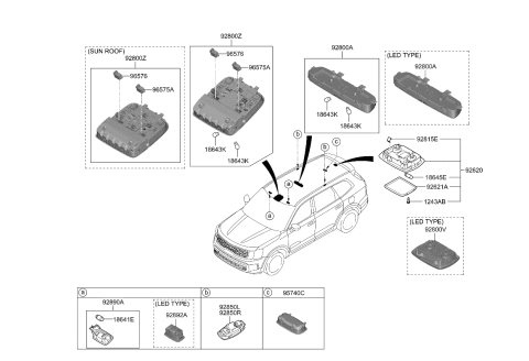 2023 Kia Telluride LAMP ASSY-VANITY,RH Diagram for 928902J100WK