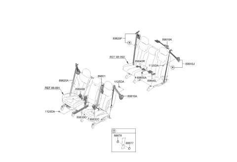 2024 Kia Telluride BUCKLE ASSY-RR S/BEL Diagram for 89830S9510WK