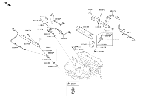 2024 Kia Telluride Throttle Body & Injector Diagram