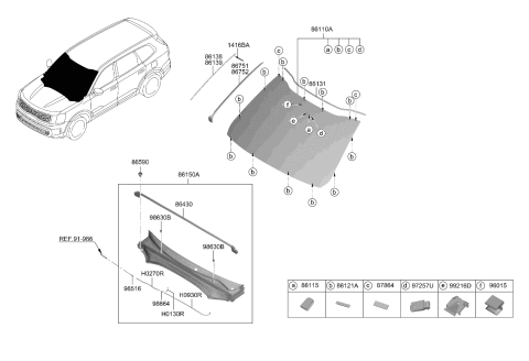 2023 Kia Telluride GLASS ASSY-WINDSHIEL Diagram for 86110S9530