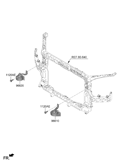 2023 Kia Telluride HORN ASSY-HIGH PITCH Diagram for 96621S8500