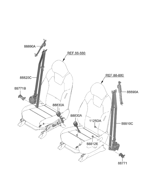 2023 Kia Telluride Belt-Front Seat Diagram