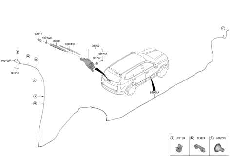 2023 Kia Telluride Rear Wiper & Washer Diagram