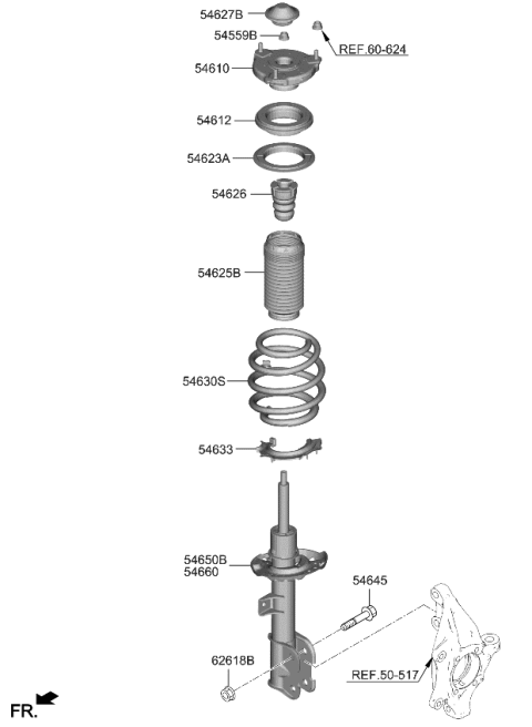 2024 Kia Telluride STRUT ASSY-FR,LH Diagram for 54650S9AA0