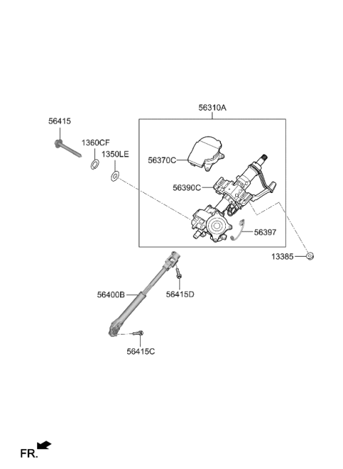 2024 Kia Telluride Steering Column & Shaft Diagram