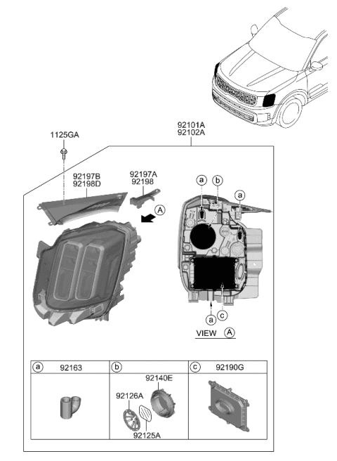 2023 Kia Telluride LAMP ASSY-HEAD,RH Diagram for 92102S9500