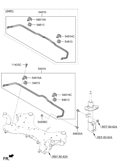 2023 Kia Telluride Front Suspension Control Arm Diagram