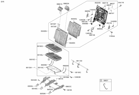 2023 Kia Telluride Cushion Assembly-3RD Sea Diagram for 89A10S9000ONA