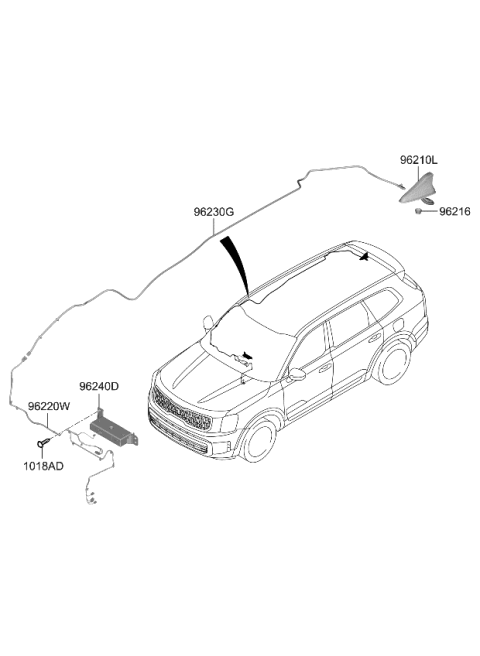 2024 Kia Telluride Combination Antenna Assembly Diagram for 96210S9000GMS