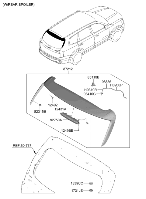 2023 Kia Telluride Spoiler Assembly-Rr Diagram for 87210S9000