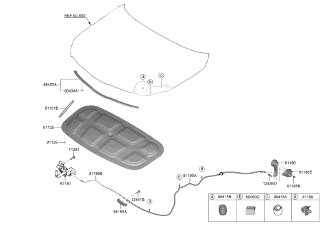 2024 Kia Telluride LATCH ASSY-HOOD Diagram for 81130S9500