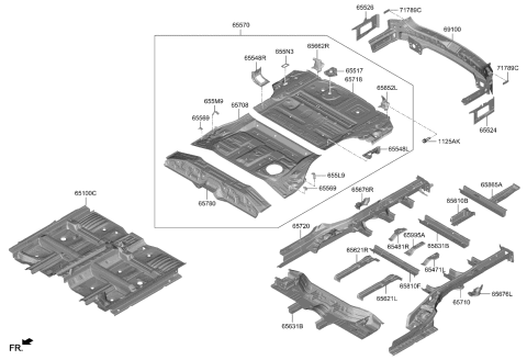 2024 Kia Telluride PANEL ASSY-REAR FLOO Diagram for 65513S9500