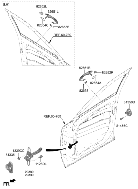 2023 Kia Telluride HANDLE ASSY-DOOR OUT Diagram for 82651S9810