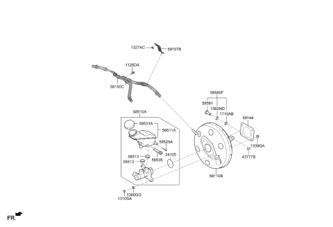 2023 Kia Telluride Brake Master Cylinder & Booster Diagram