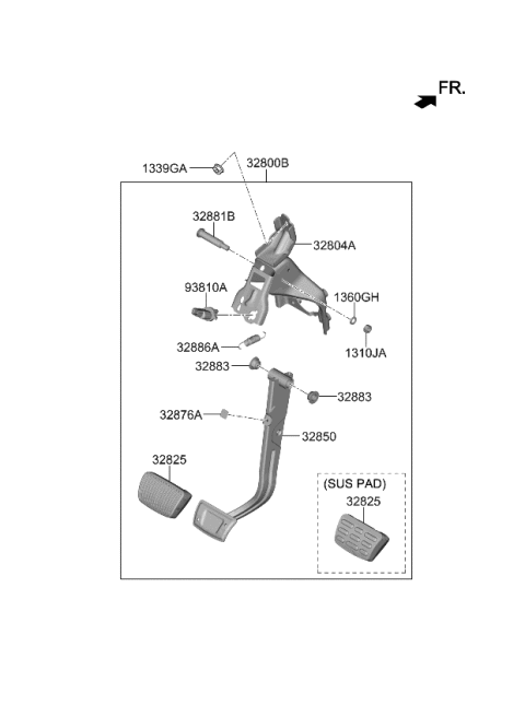 2023 Kia Telluride Brake & Clutch Pedal Diagram