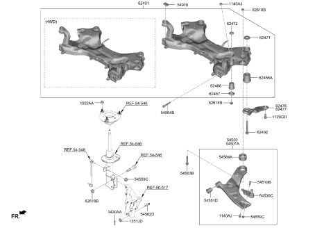 2023 Kia Telluride Front Suspension Crossmember Diagram