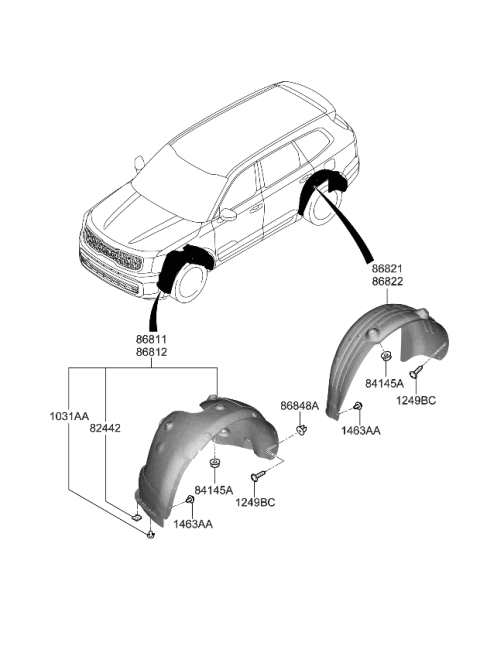 2023 Kia Telluride Wheel Guard Diagram