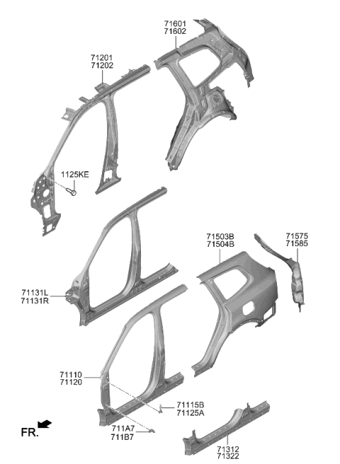 2024 Kia Telluride REINF ASSY-SIDE OTR Diagram for 71130S9500