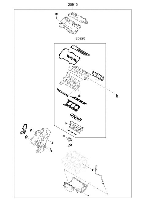 2023 Kia Telluride Engine Gasket Kit Diagram