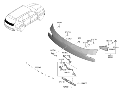 2024 Kia Telluride Back Panel Moulding Diagram