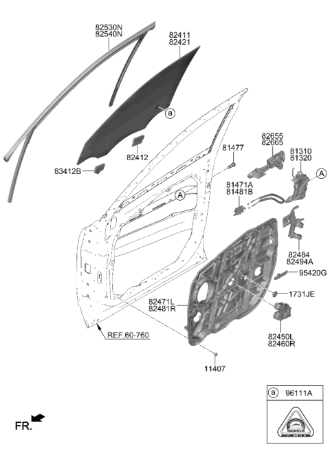 2023 Kia Telluride Base Assembly-Fr Dr O/S Diagram for 82665S9000