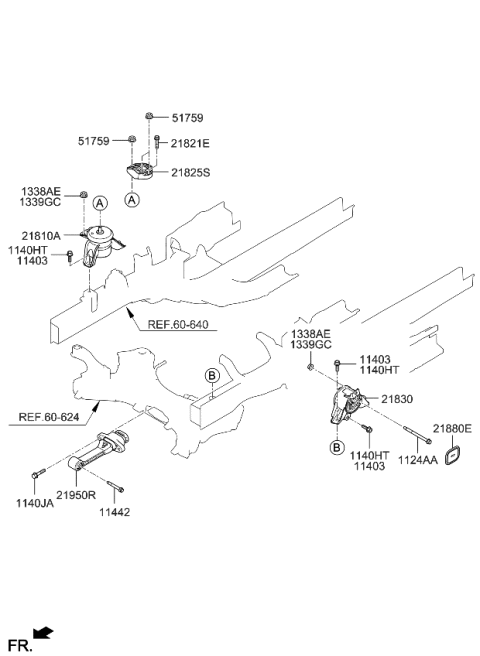2023 Kia Telluride Engine & Transaxle Mounting Diagram