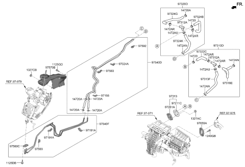 2023 Kia Telluride Heater System-Duct & Hose Diagram 1