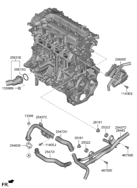 2022 Kia Rio Fitting Assembly-Water I Diagram for 256312M010