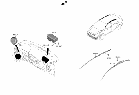 2023 Kia Rio Curtain Air Bag Module Diagram for 85020H9400