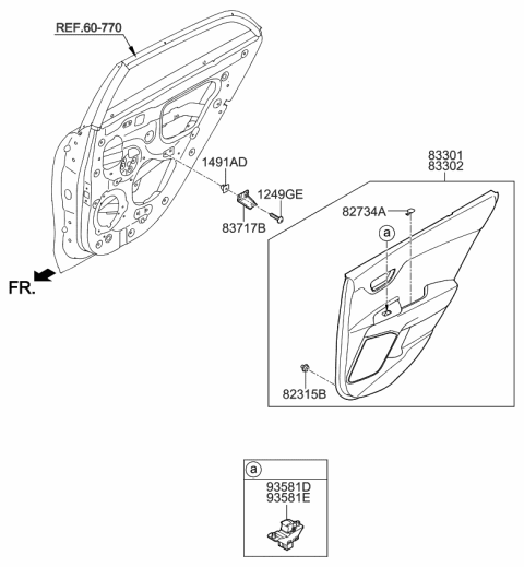 2021 Kia Rio Rear Door Trim Diagram