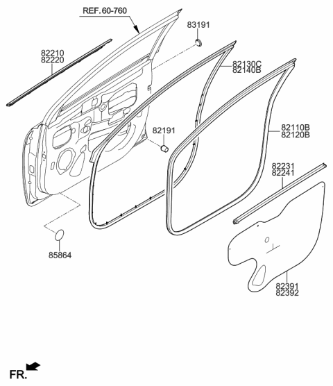 2021 Kia Rio Moulding-Front Door Diagram