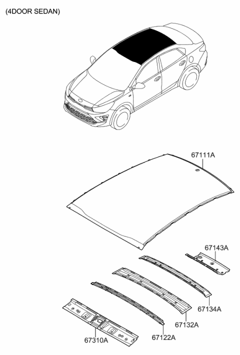 2021 Kia Rio Roof Panel Diagram 1