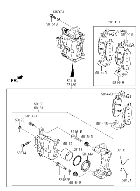 2023 Kia Rio Brake-Front Wheel Diagram