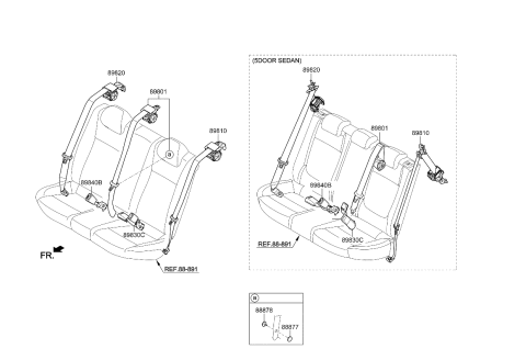 2021 Kia Rio Rear Seat Belt Diagram