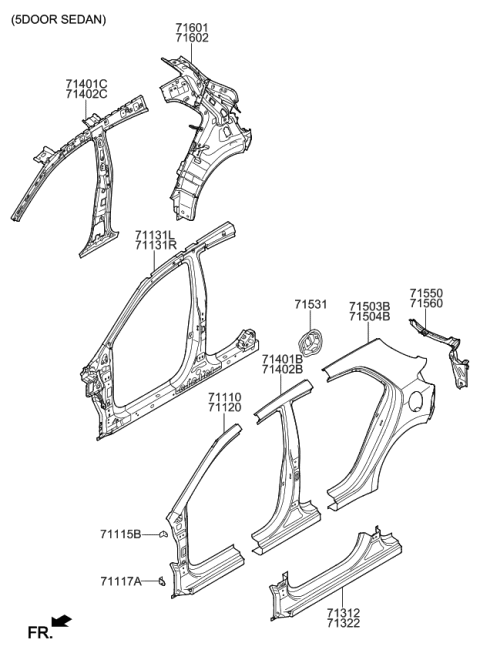 2022 Kia Rio Side Body Panel Diagram 2