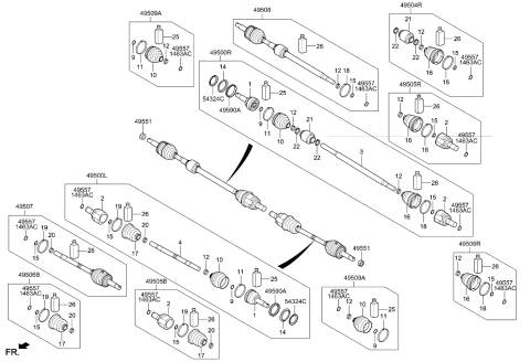 2023 Kia Rio Boot Kit-Front Axle Differential Diagram for 49542H9000