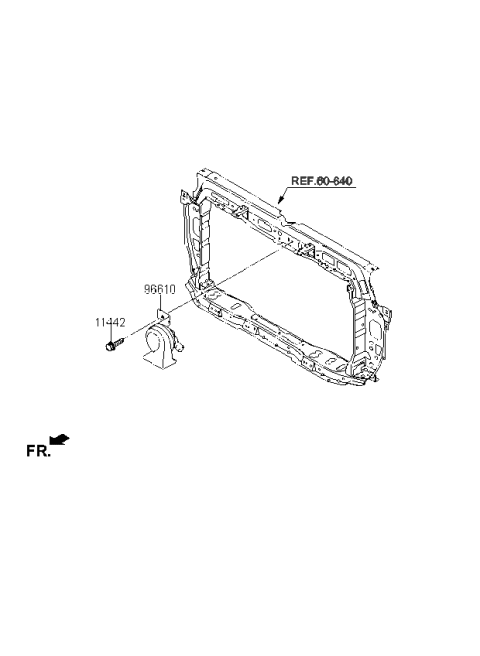 2022 Kia Rio Horn Assembly-Low Pitch Diagram for 96611H9500