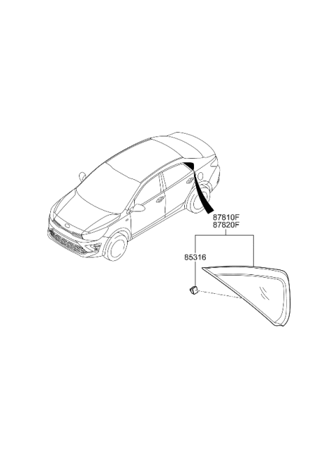 2022 Kia Rio Quarter Window Diagram