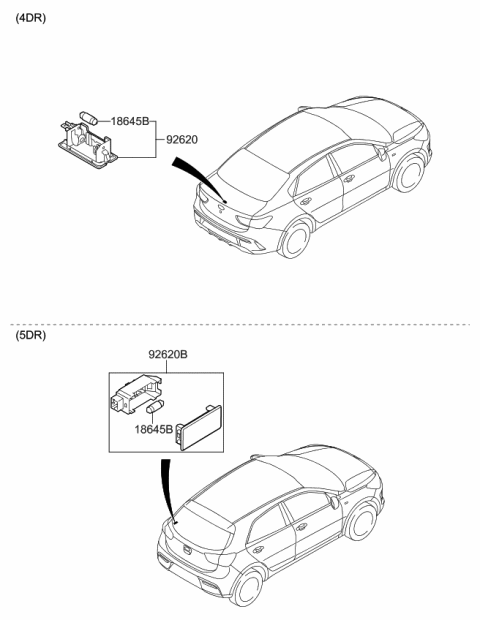 2022 Kia Rio License Plate & Interior Lamp Diagram