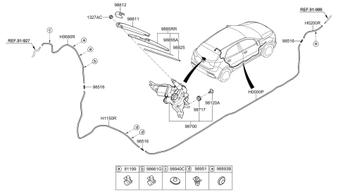 2023 Kia Rio Motor & Linkage Assembly Diagram for 98700H9000