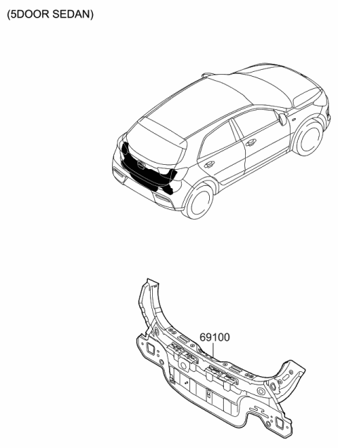 2022 Kia Rio Back Panel & Trunk Lid Diagram 2