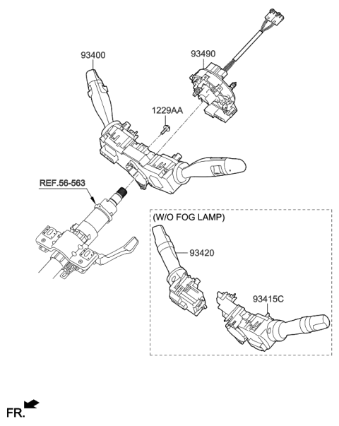 2023 Kia Rio Clock Spring Contact Assembly Diagram for 93490H8220