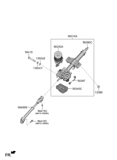 2022 Kia Rio Steering Column & Shaft Diagram