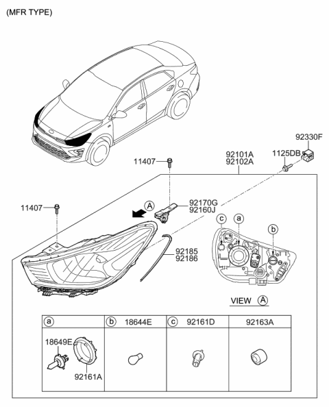 2021 Kia Rio Head Lamp Diagram 1